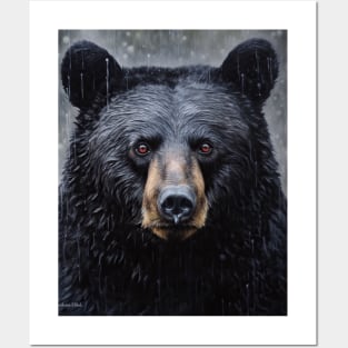 Majestic Wilderness: A Hyperrealistic Oil Painting of a Black Bear Posters and Art